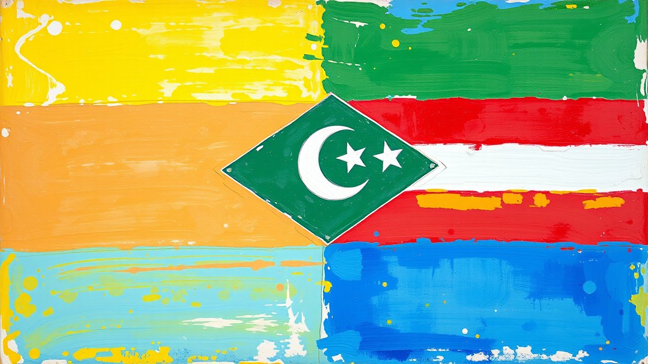 Flag of Comoros 🇰🇲 in impressionist oil style