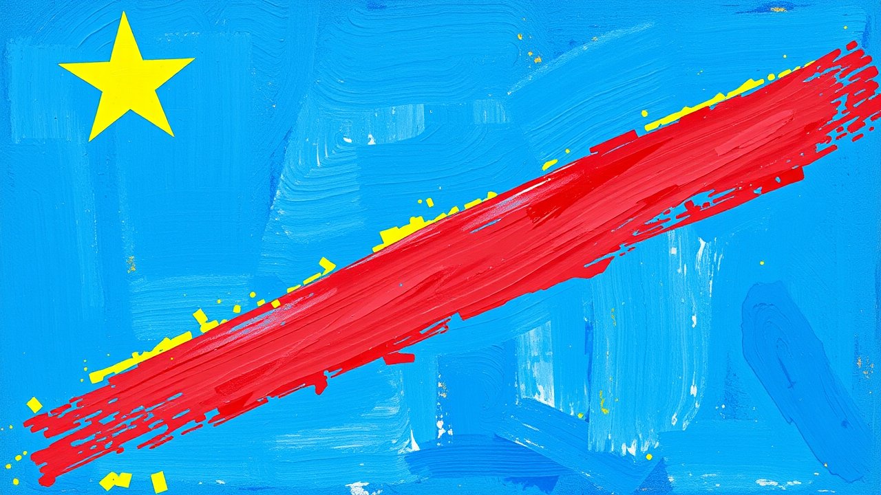 Flag of Democratic Republic of the Congo 🇨🇩 in impressionist oil style