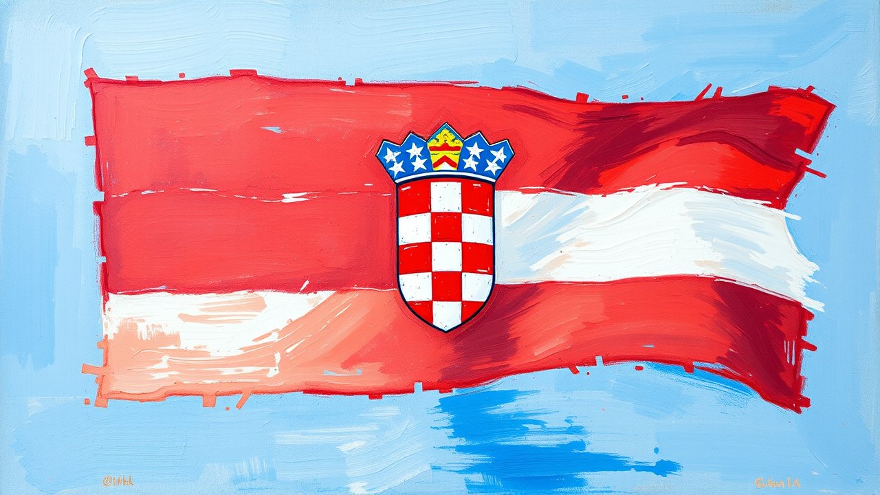 Flag of Croatia 🇭🇷 in impressionist oil style