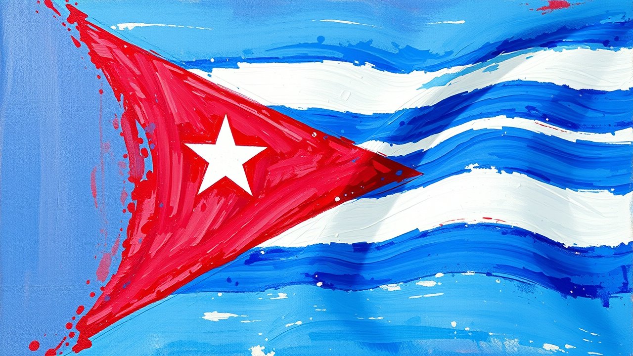 Flag of Cuba 🇨🇺 in impressionist oil style