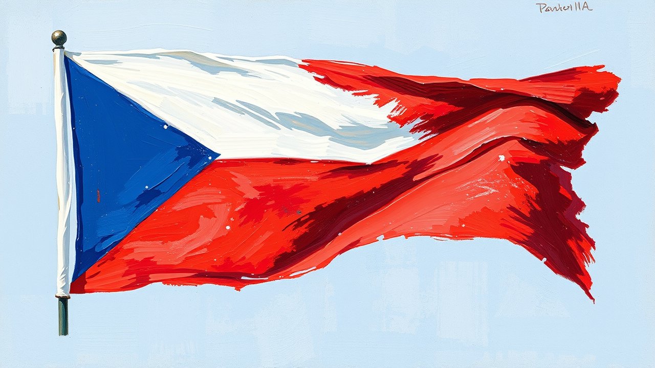 Flag of Czech Republic 🇨🇿 in impressionist oil style
