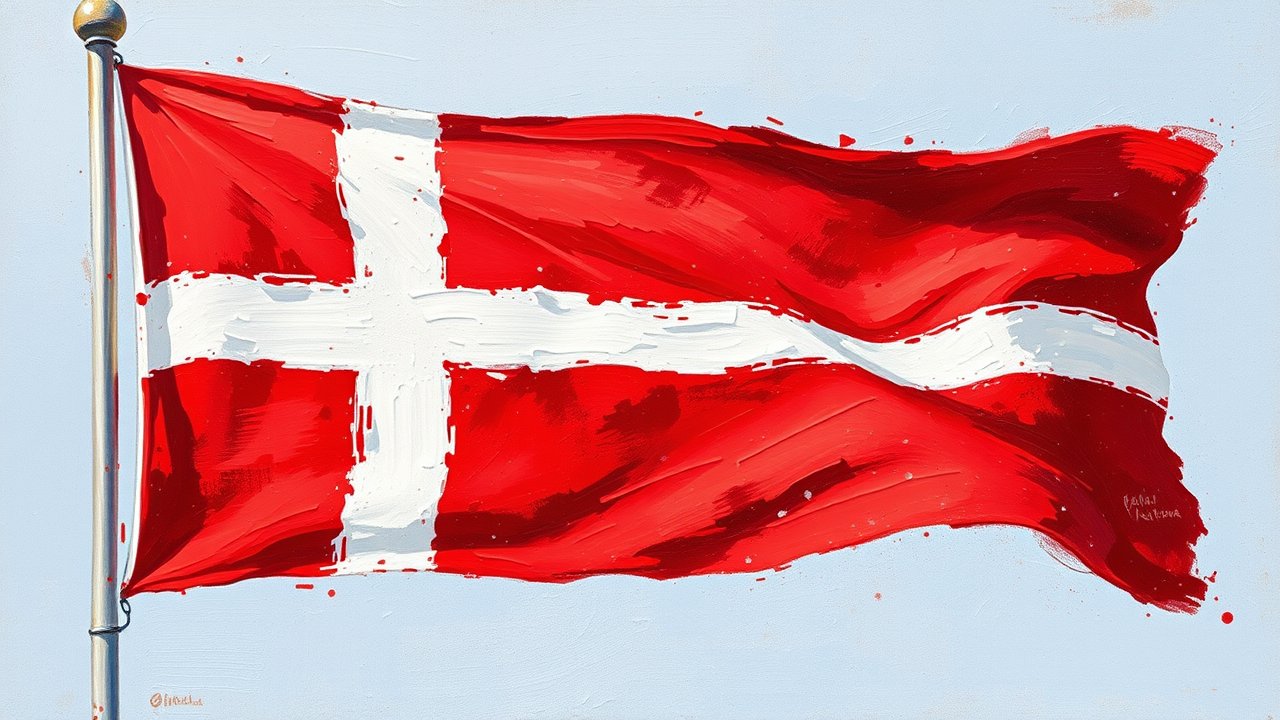 Flag of Denmark 🇩🇰 in impressionist oil style