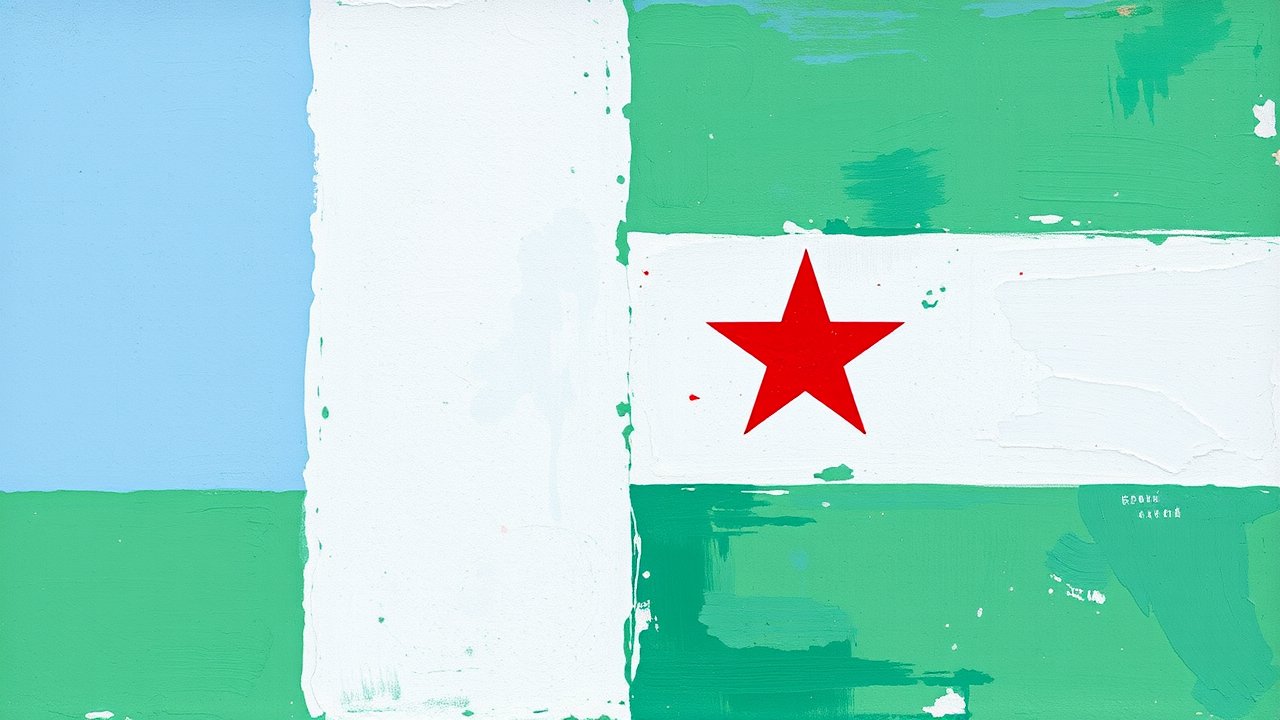 Flag of Djibouti 🇩🇯 in impressionist oil style