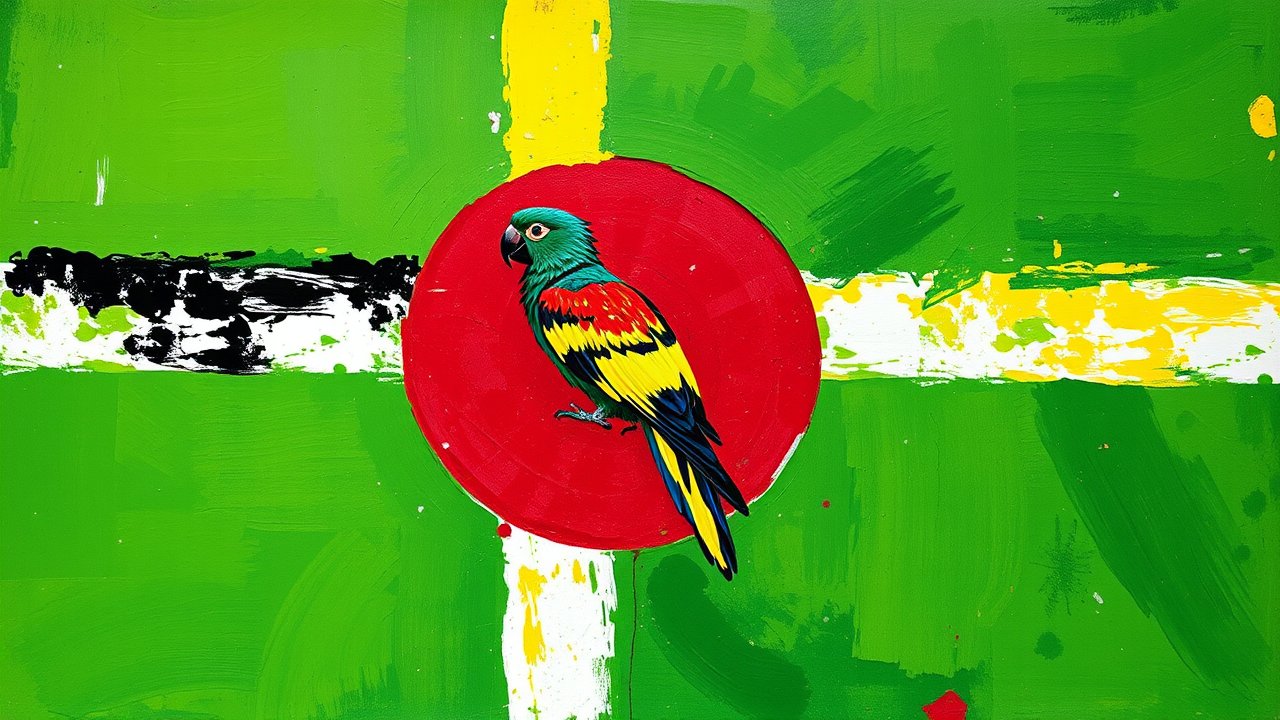 Flag of Dominica 🇩🇲 in impressionist oil style
