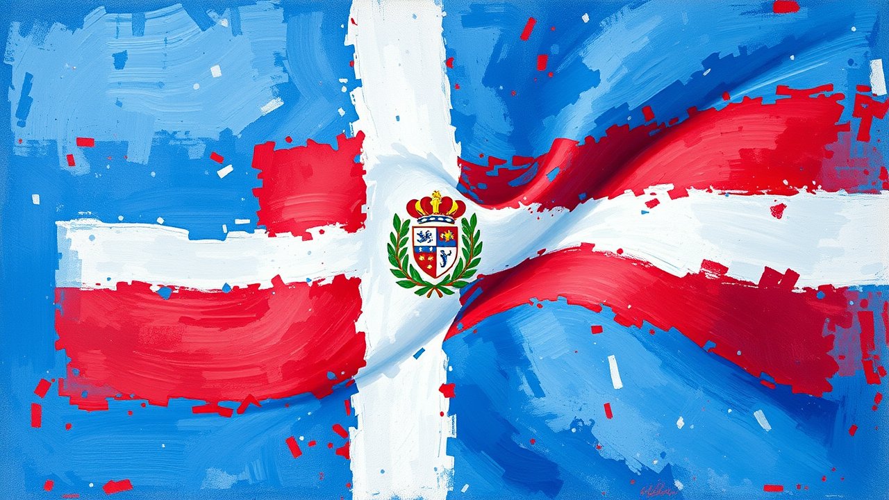 Flag of Dominican Republic 🇩🇴 in impressionist oil style