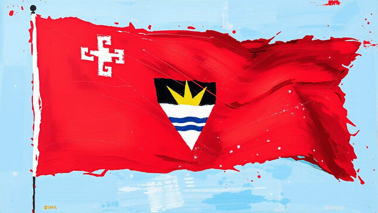 Flag of Antigua and Barbuda 🇦🇬 in impressionist oil style