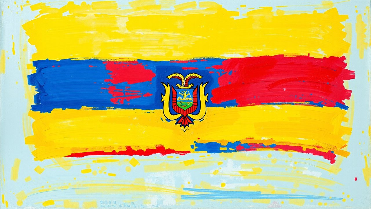 Flag of Ecuador 🇪🇨 in impressionist oil style