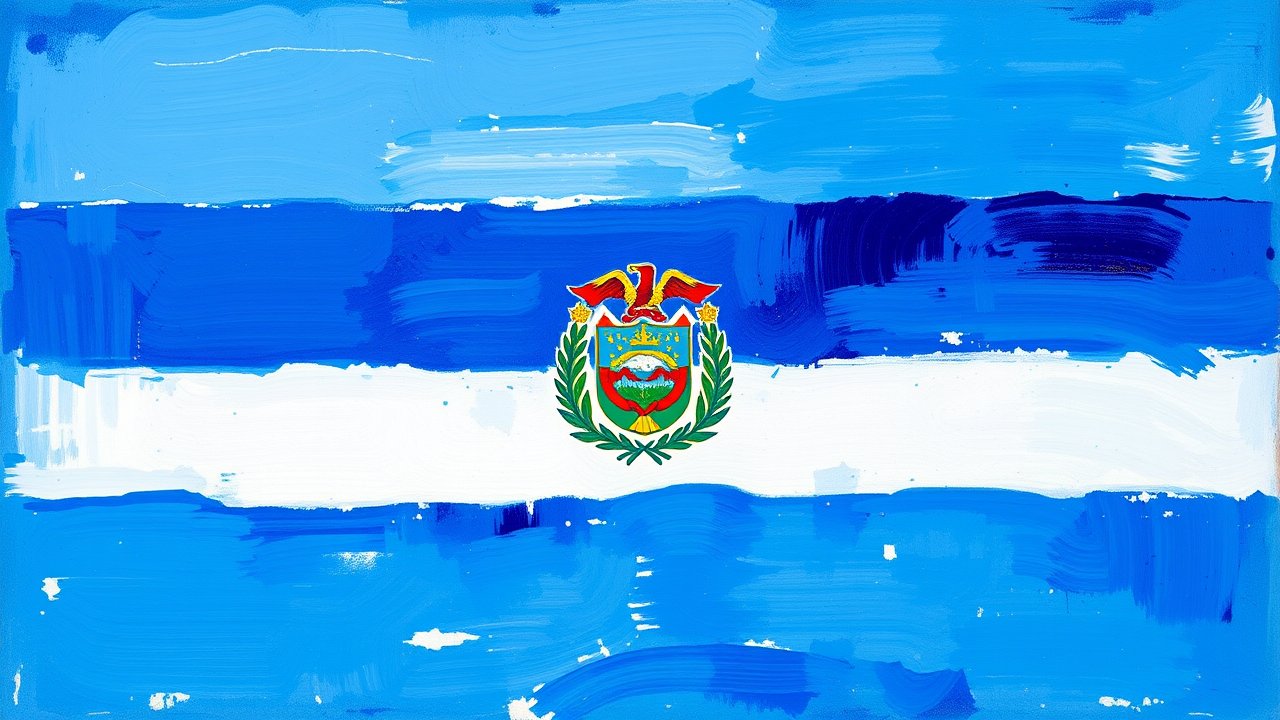 Flag of El Salvador 🇸🇻 in impressionist oil style
