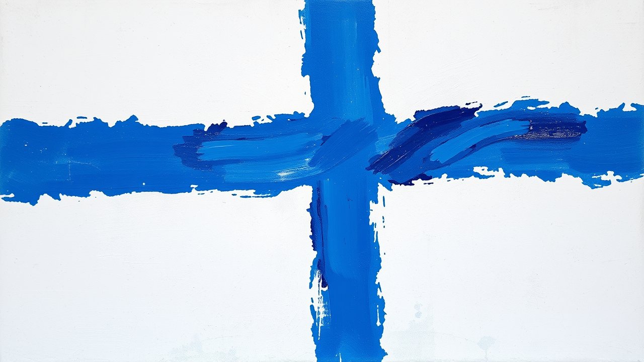 Flag of Finland 🇫🇮 in impressionist oil style