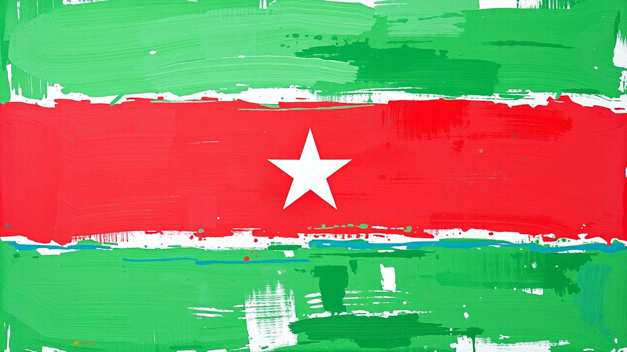 Flag of Gambia 🇬🇲 in impressionist oil style