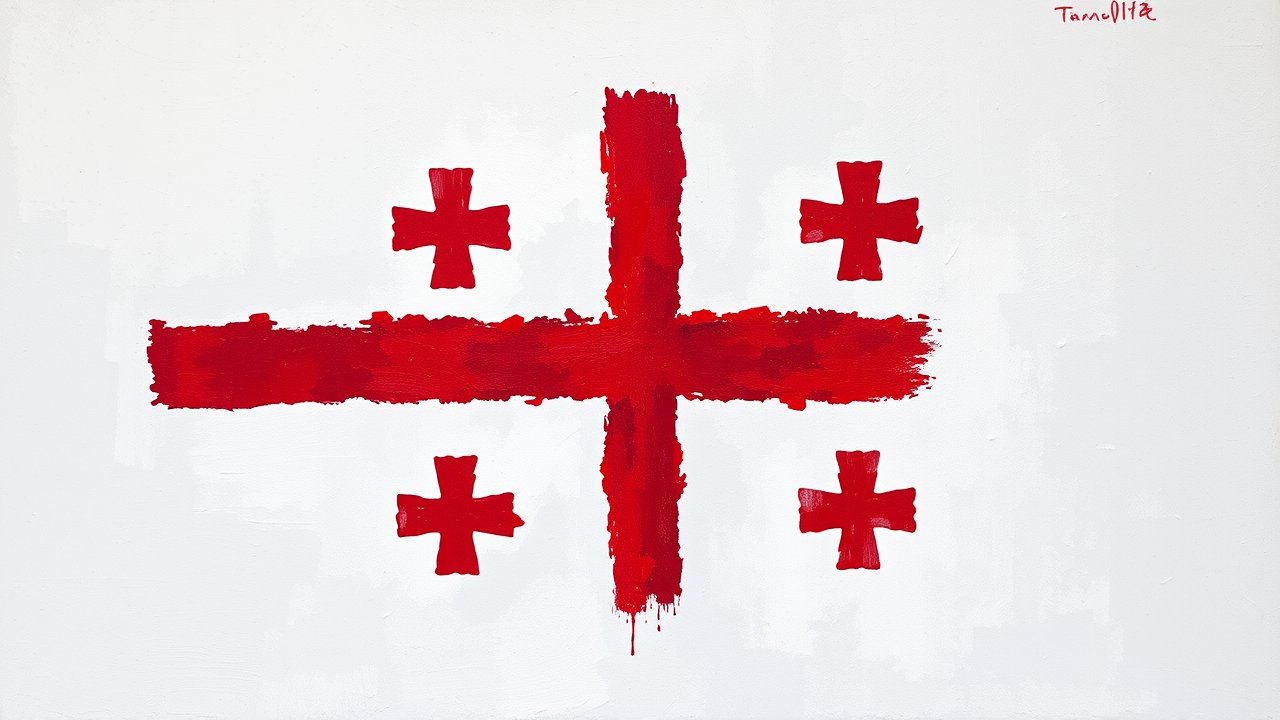 Flag of Georgia 🇬🇪 in impressionist oil style