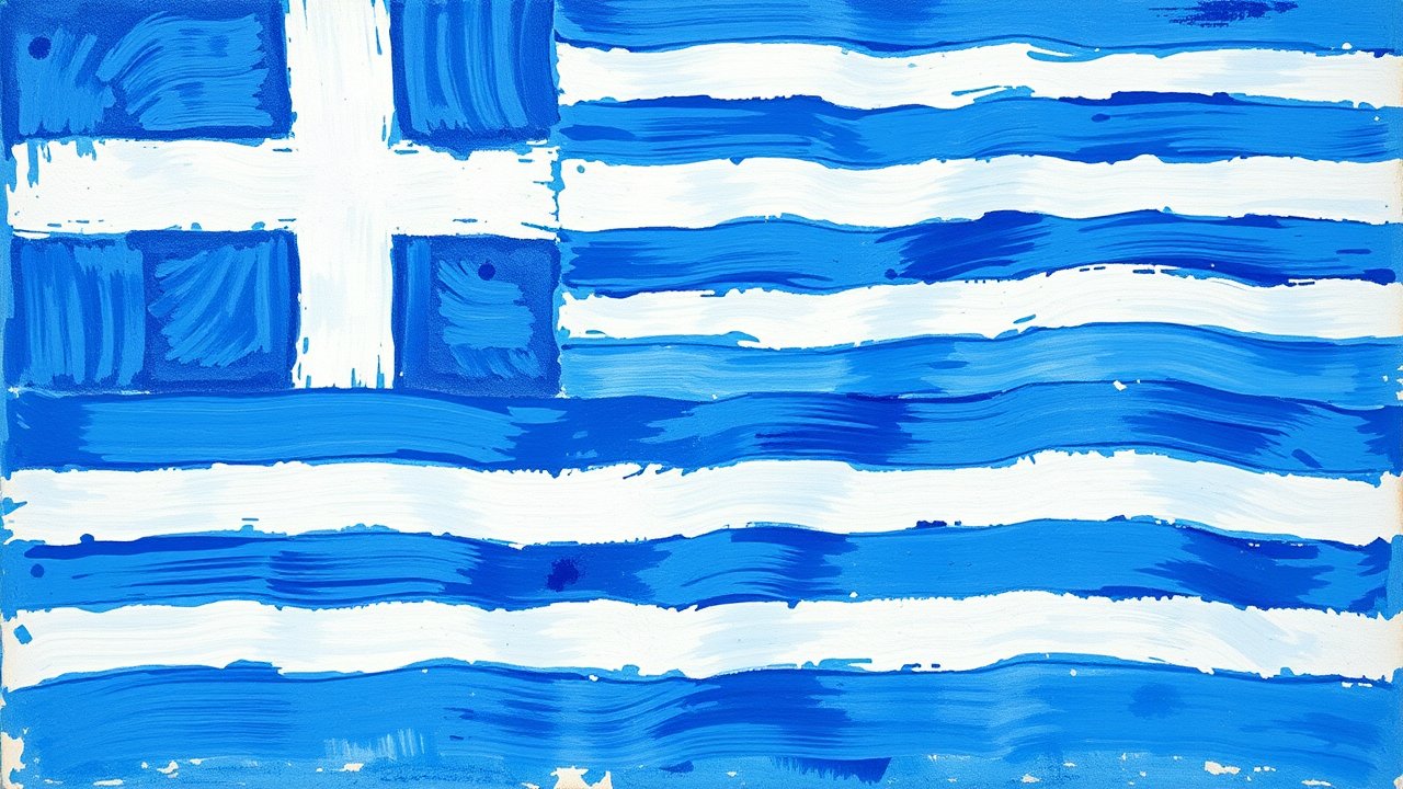 Flag of Greece 🇬🇷 in impressionist oil style