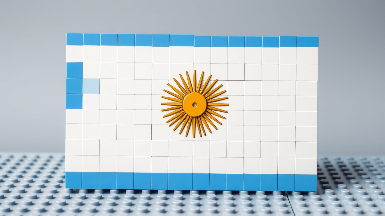 Flag of Argentina 🇦🇷 in lego bricks style