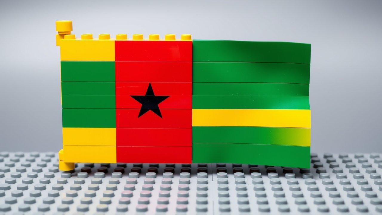 Flag of Guinea-Bissau 🇬🇼 in lego bricks style