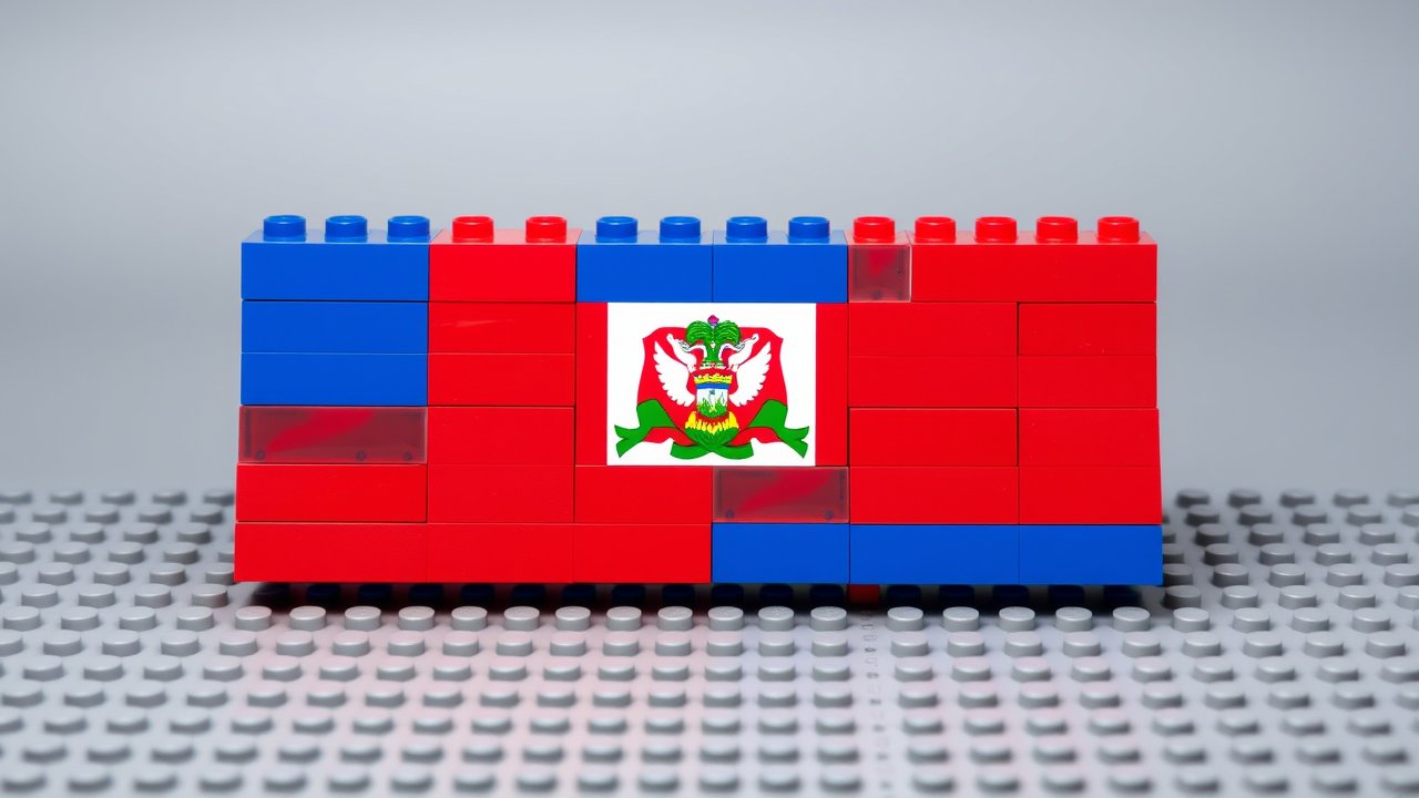 Flag of Haiti 🇭🇹 in lego bricks style