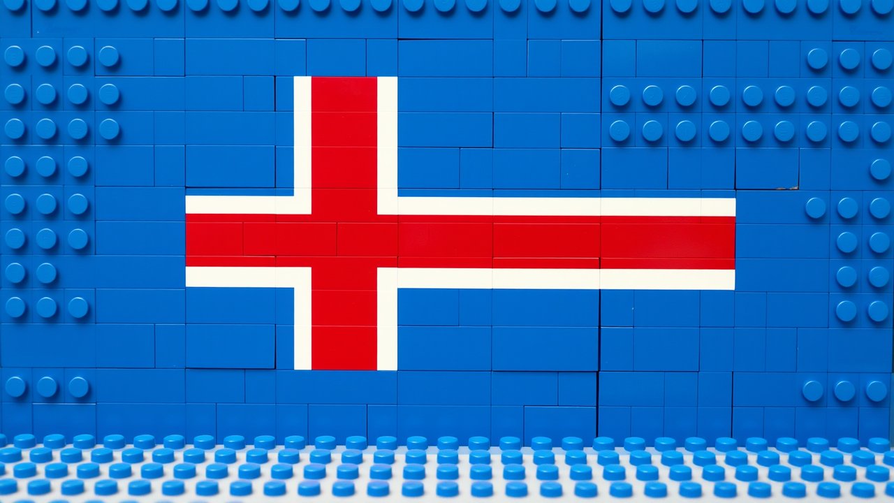 Flag of Iceland 🇮🇸 in lego bricks style
