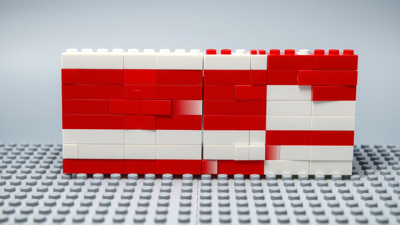 Flag of Indonesia 🇮🇩 in lego bricks style