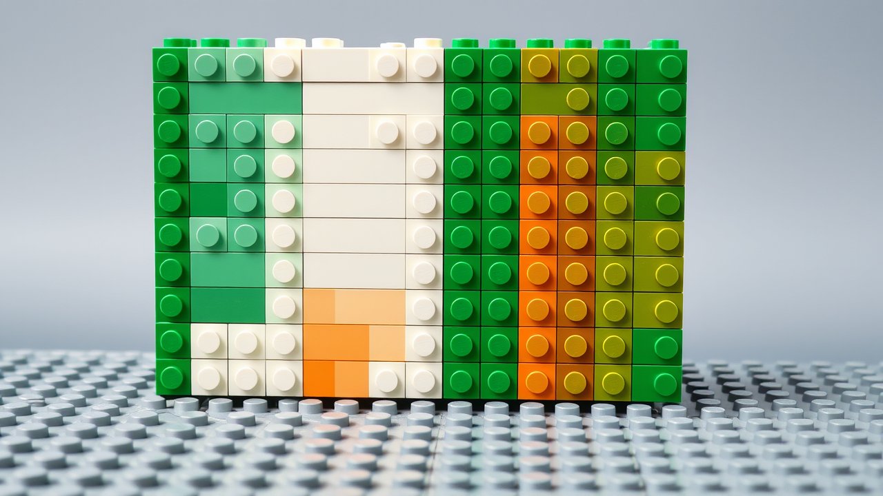 Flag of Ireland 🇮🇪 in lego bricks style