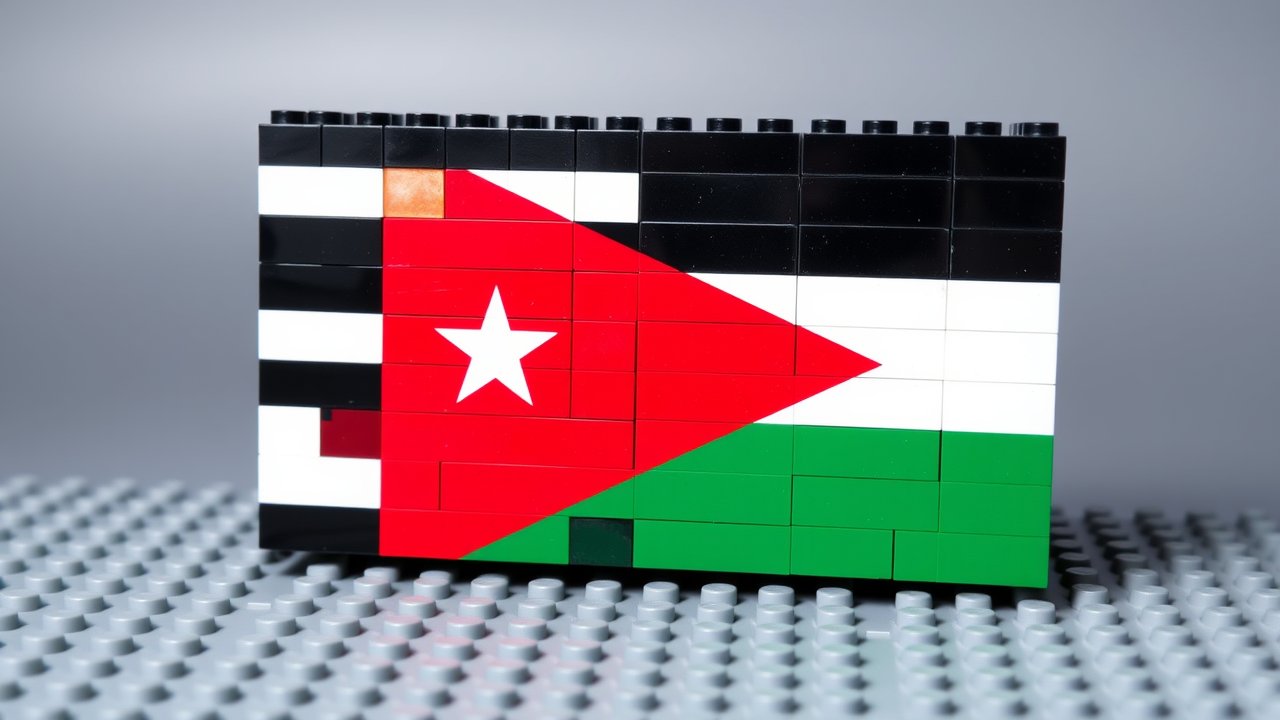 Flag of Jordan 🇯🇴 in lego bricks style