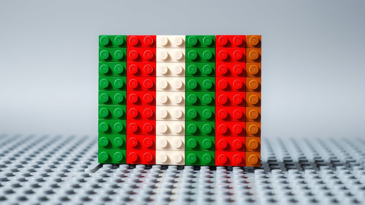 Flag of Italy ๐ฎ๐น (Italian) in lego bricks style