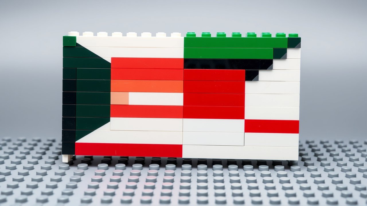 Flag of Kuwait 🇰🇼 in lego bricks style