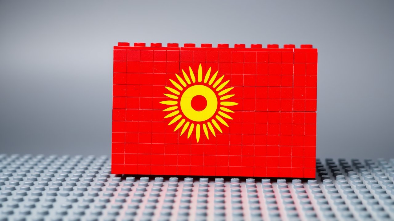Flag of Kyrgyzstan 🇰🇬 in lego bricks style