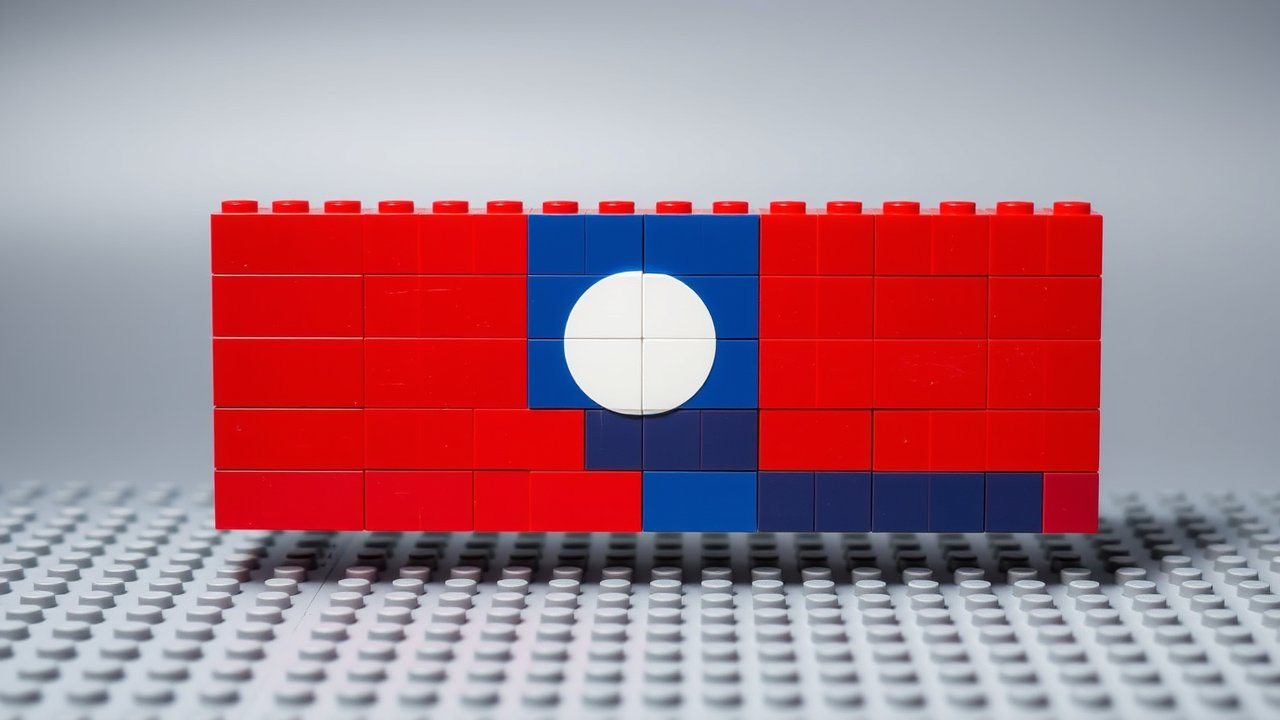 Flag of Laos 🇱🇦 in lego bricks style