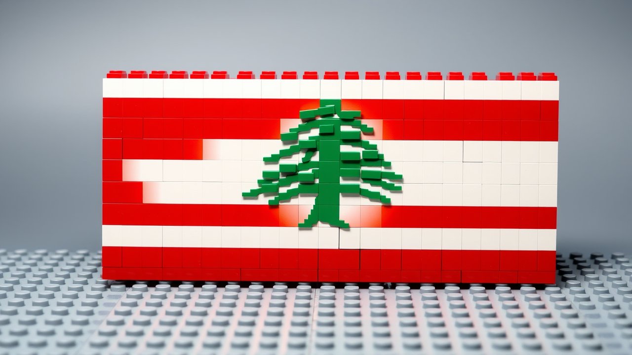 Flag of Lebanon 🇱🇧 in lego bricks style