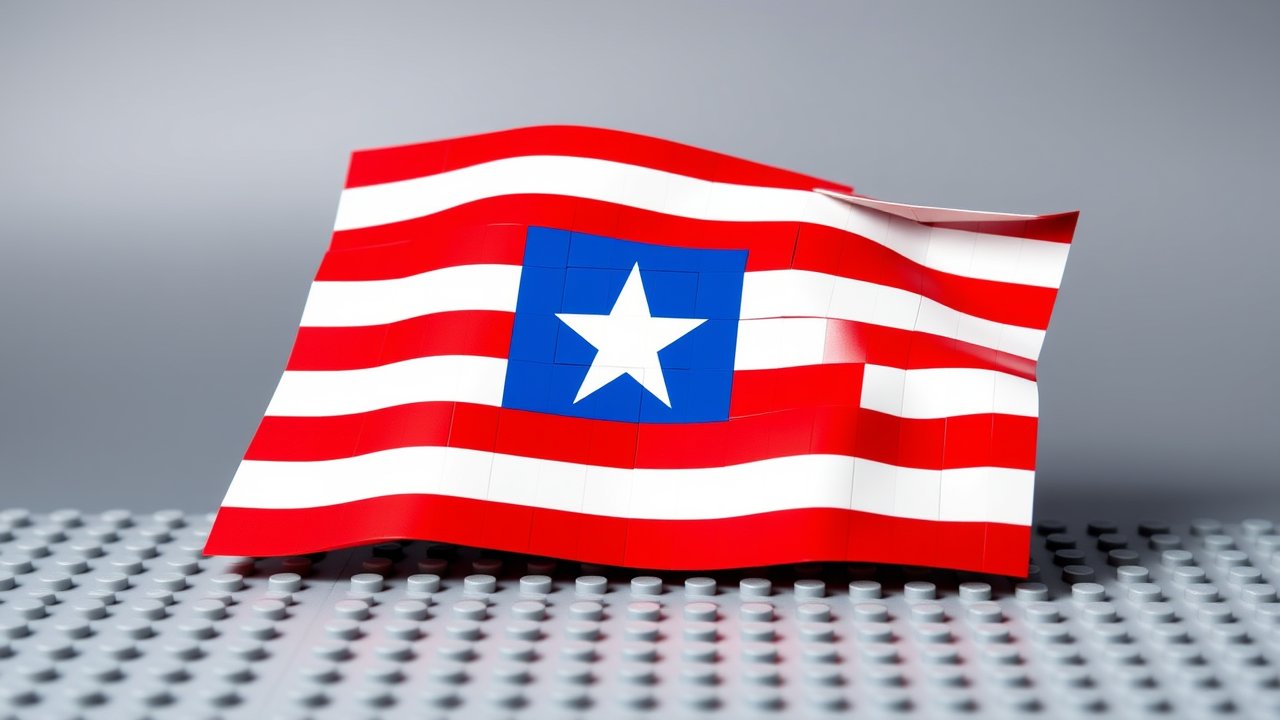 Flag of Liberia 🇱🇷 in lego bricks style