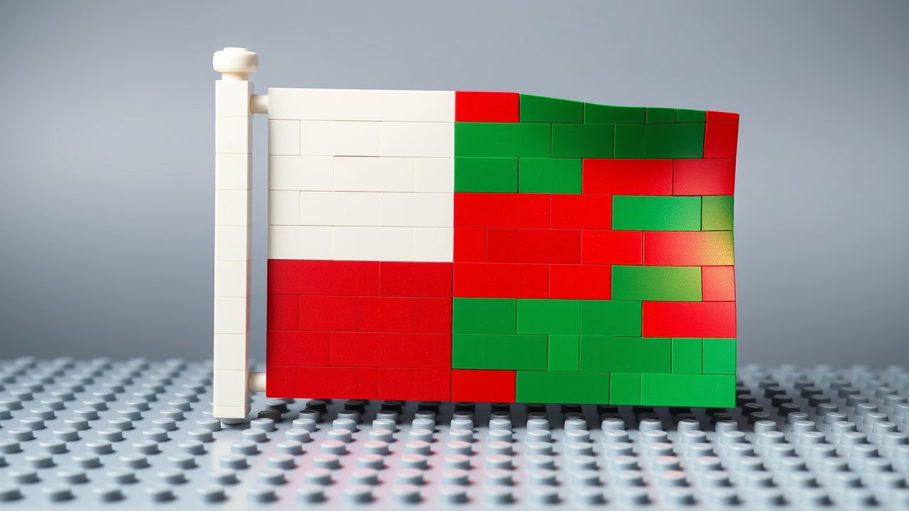 Flag of Madagascar 🇲🇬 in lego bricks style