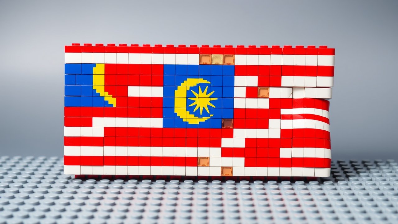 Flag of Malaysia 🇲🇾 in lego bricks style
