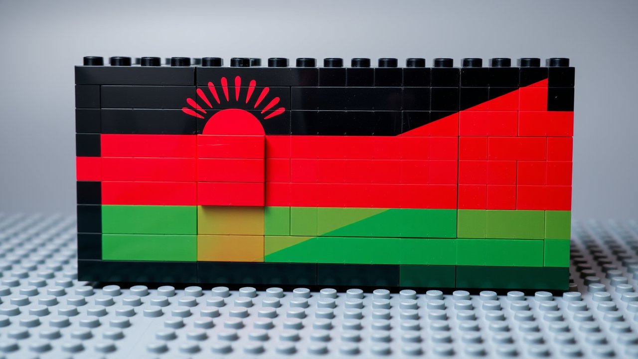 Flag of Malawi 🇲🇼 in lego bricks style