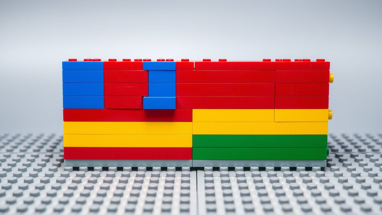 Flag of Mauritius 🇲🇺 in lego bricks style