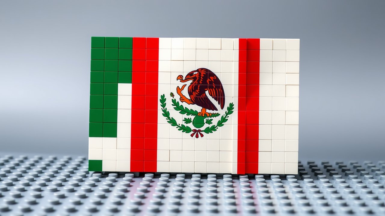 Flag of Mexico 🇲🇽 in lego bricks style