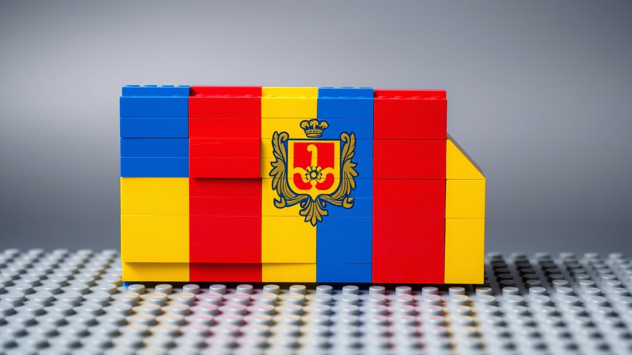 Flag of Moldova 🇲🇩 in lego bricks style