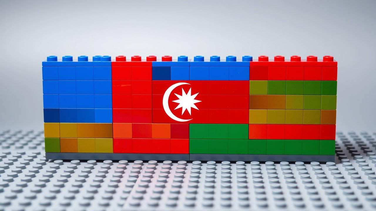 Flag of Azerbaijan 🇦🇿 in lego bricks style