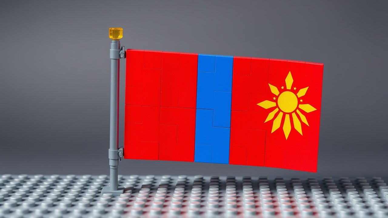 Flag of Mongolia 🇲🇳 in lego bricks style