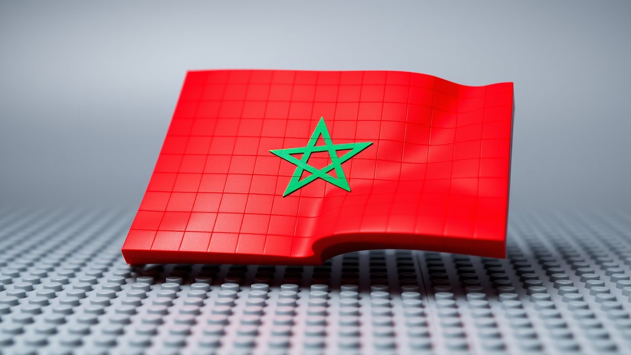 Flag of Morocco 🇲🇦 in lego bricks style