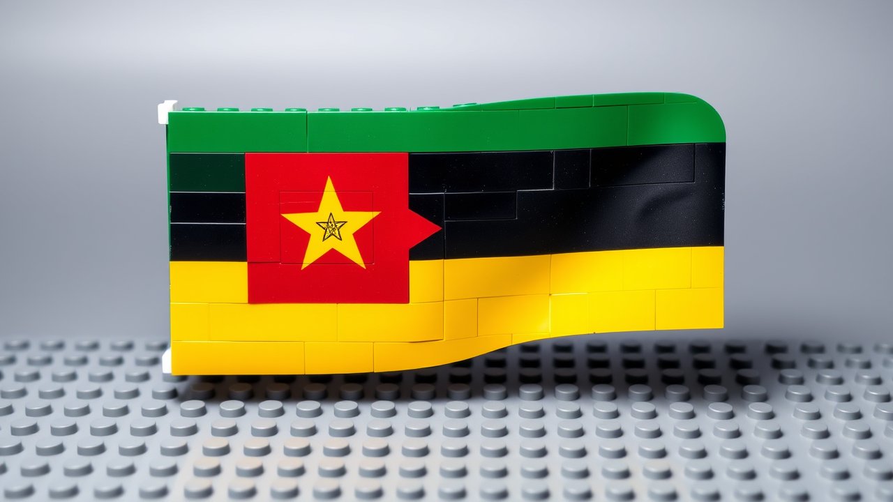 Flag of Mozambique 🇲🇿 in lego bricks style
