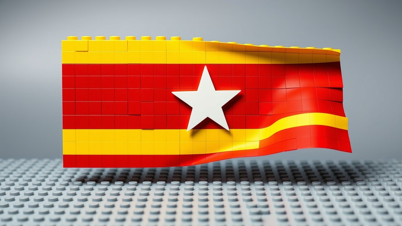 Flag of Myanmar (Burma) 🇲🇲 in lego bricks style