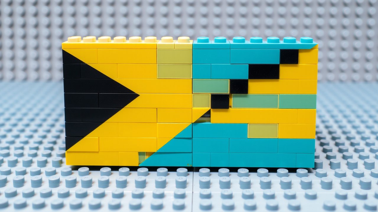 Flag of Bahamas 🇧🇸 in lego bricks style