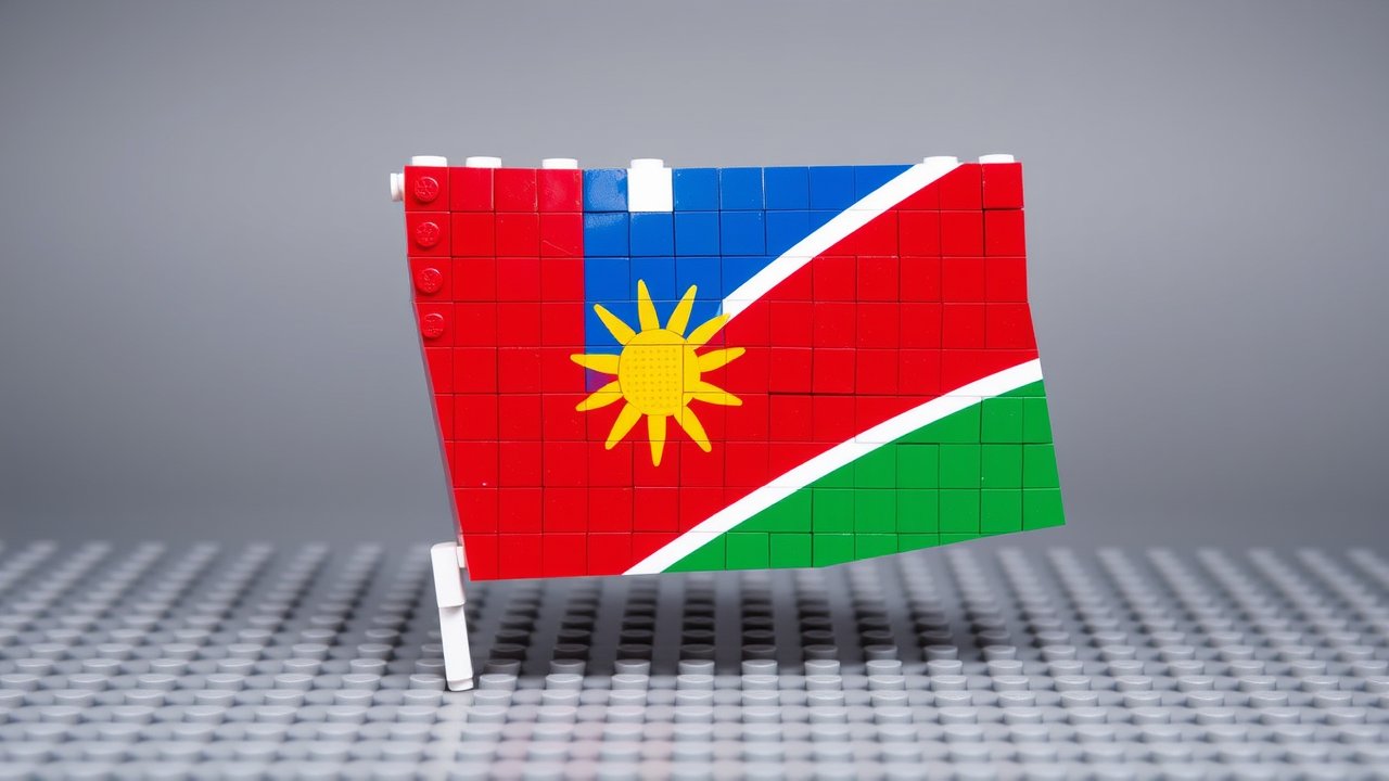 Flag of Namibia 🇳🇦 in lego bricks style