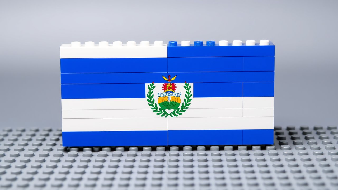 Flag of Nicaragua 🇳🇮 in lego bricks style