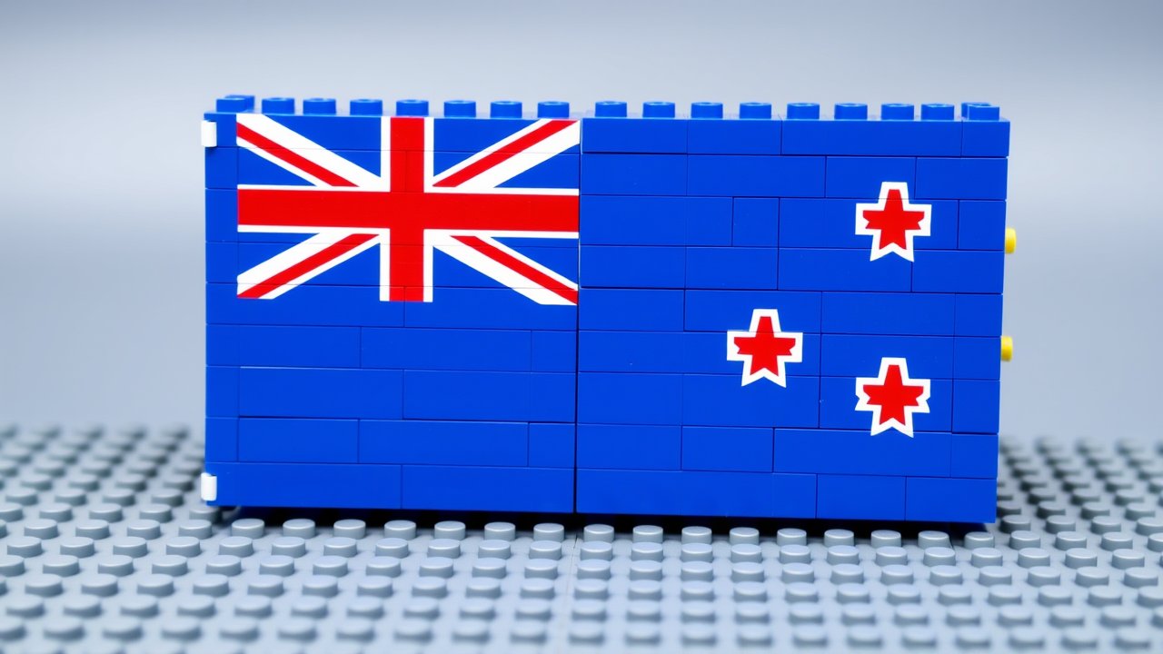 Flag of New Zealand 🇳🇿 in lego bricks style