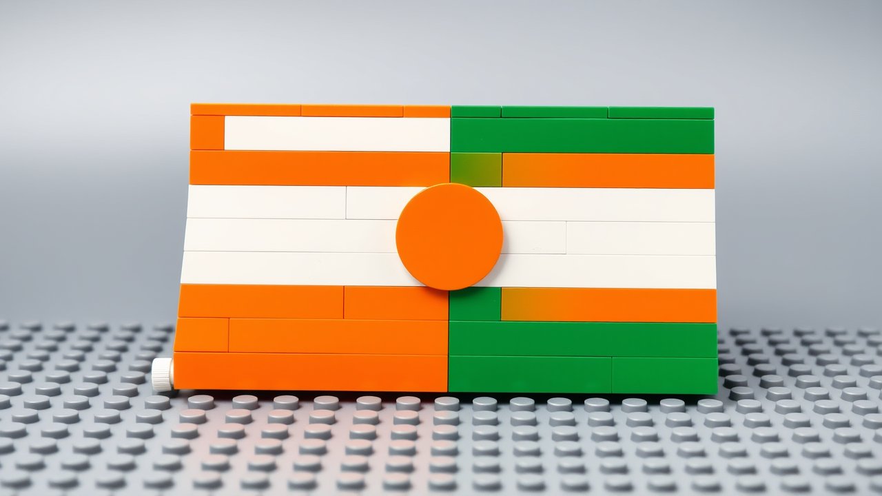 Flag of Niger 🇳🇪 in lego bricks style