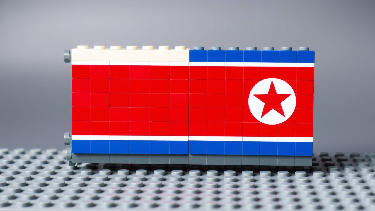 Flag of North Korea 🇰🇵 in lego bricks style