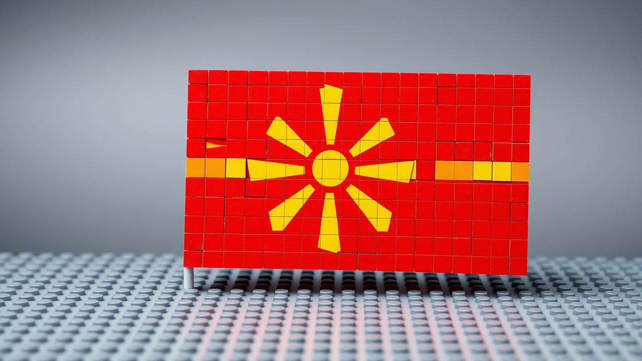 Flag of North Macedonia 🇲🇰 in lego bricks style