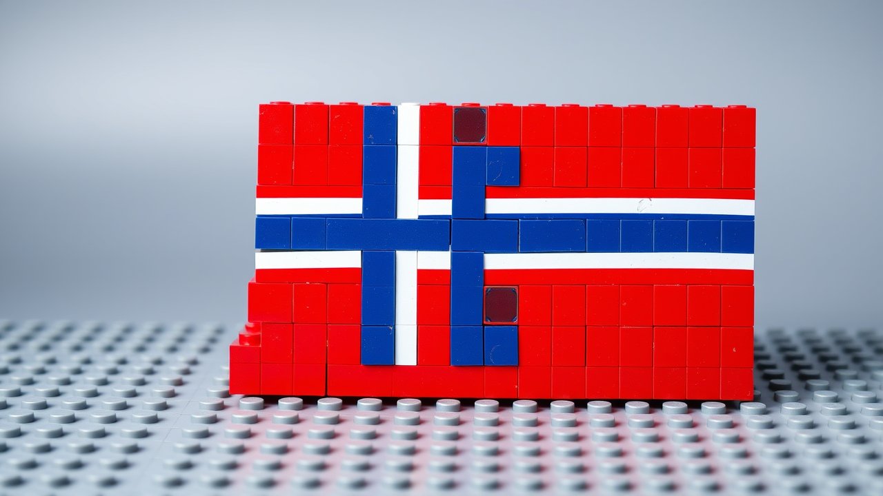 Flag of Norway 🇳🇴 in lego bricks style