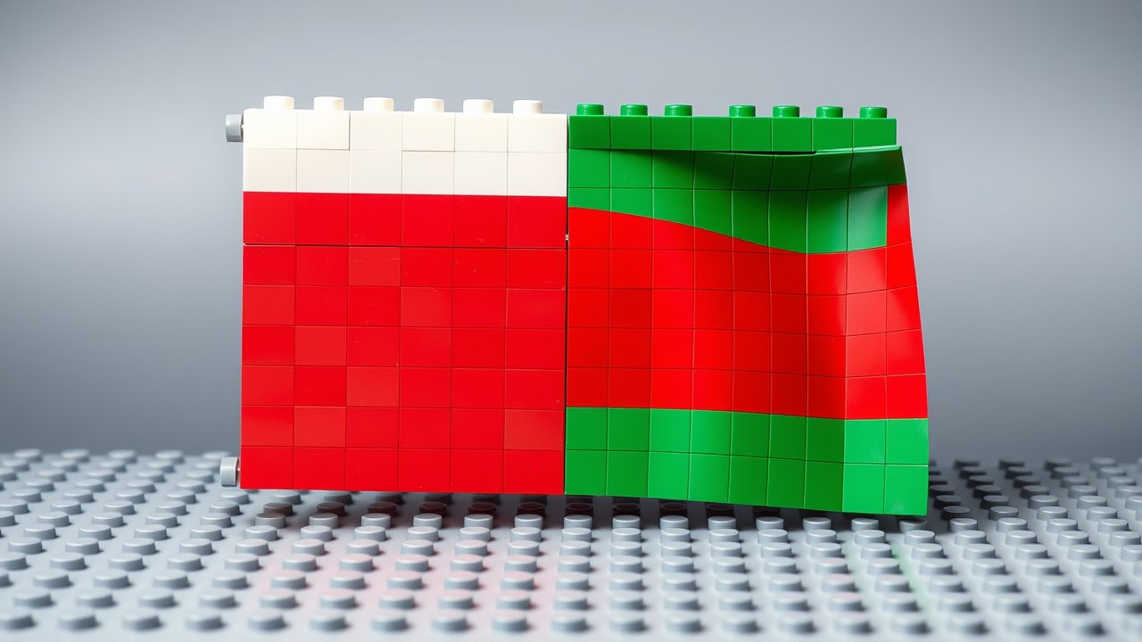 Flag of Oman 🇴🇲 in lego bricks style
