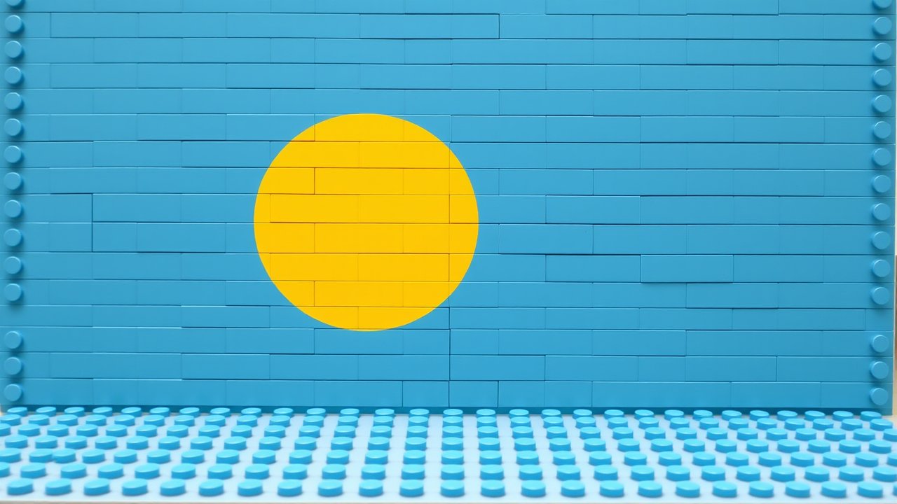 Flag of Palau 🇵🇼 in lego bricks style